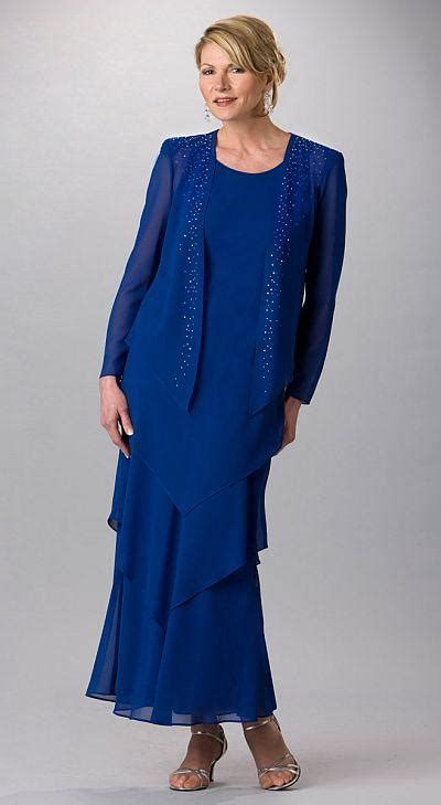 Beaded Navy Blue Mother Of The Bride Dresses With Jacket Ankle Length