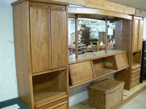 King size bed wall unit. Large 3 Piece Wall King Size Bed Unit - Oak | Asset ...