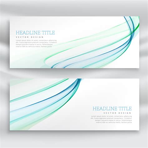 Abstract Wavy Business Banner Set In Blue Color Download Free Vector