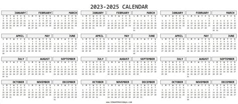 2023 2024 2025 Calendar Excel Printable Free Calendar Template