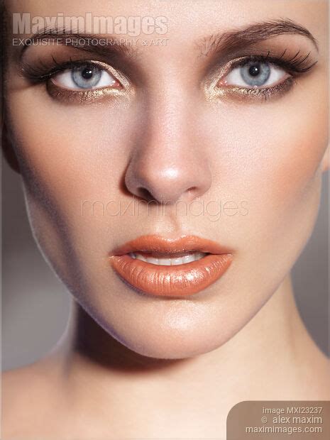 Photo Of Beautiful Womans Face Closeup Portrait Stock Image Mxi23237
