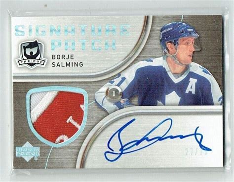 05 06 Ud Upper Deck The Cup Signature Patches Borje Salming 75 Patch