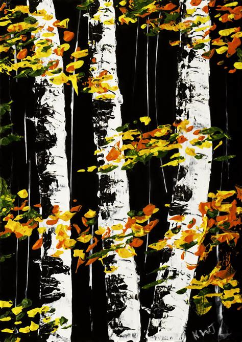 Easy birch tree painting with kids the beauty of birch tree paintings diy birch tree painting on canvas practical whimsy designs original abstract landscape painting palette. White Birch Trees In Fall on Black Background Painting ...