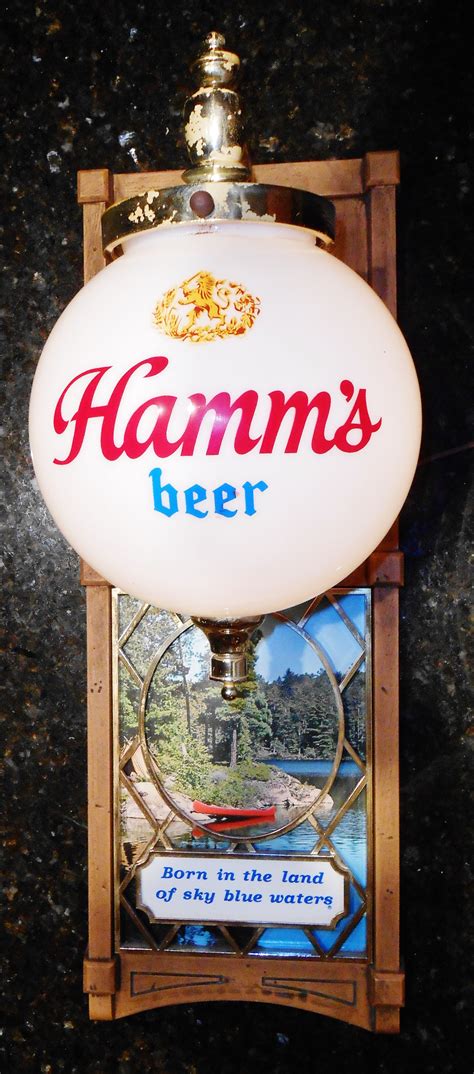 Vintage Hamms Beer Lantern Lighted Bar Sign Circa 1984 Hamms Beer