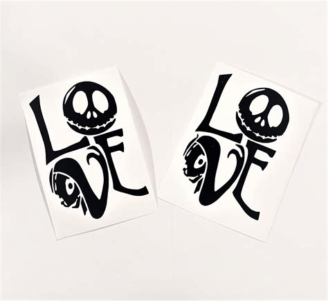 Jack And Sally Love 2 Pack 3x2inch Vinyl Decal Stickers