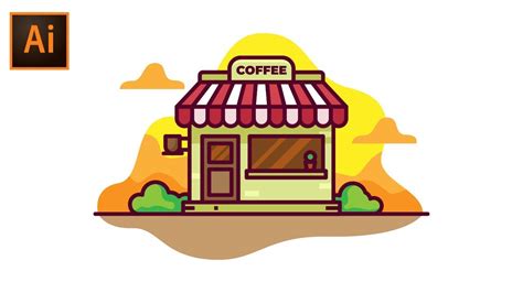 Coffee Shop Illustration Process In Adobe Illustrator Youtube