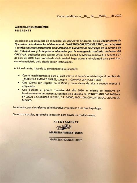 Carta Bajo Protesta De Decir Verdad Formato Descargable Alcaldía