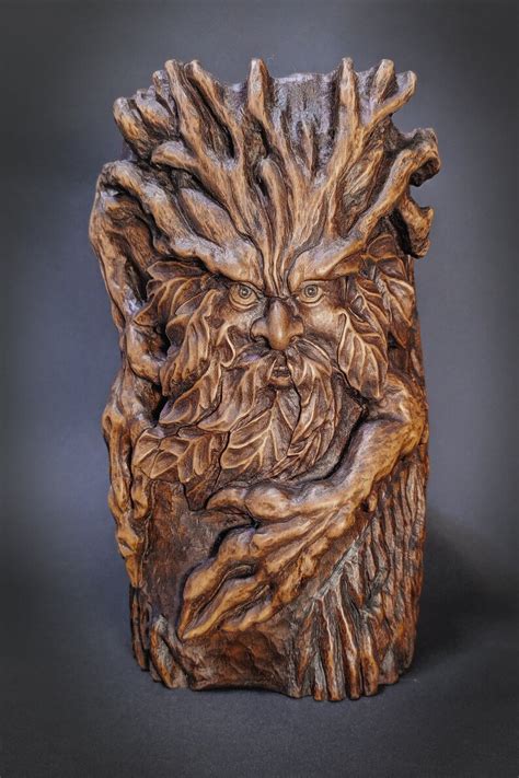 Tree Spirit Wood Spirit Wood Carving Woodcarving Old Man Etsy