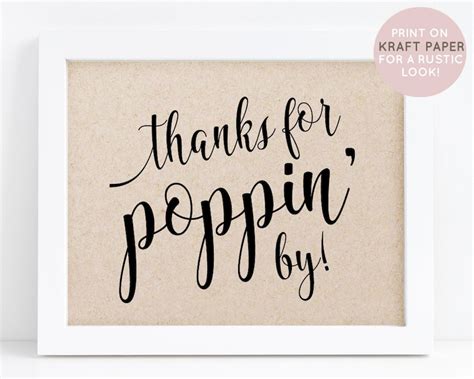 Thanks For Popping By Printable Sign Baby Shower Popcorn Etsy
