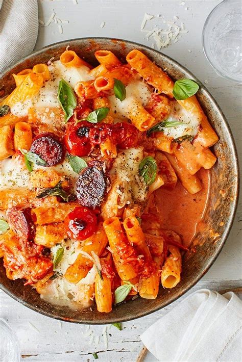 If both the pasta and the chicken got fully cooked, couldn't you just broil for a few minutes to melt the cheese? Chicken, Tomato Chorizo Pasta Bake Recipe. | Recipes ...