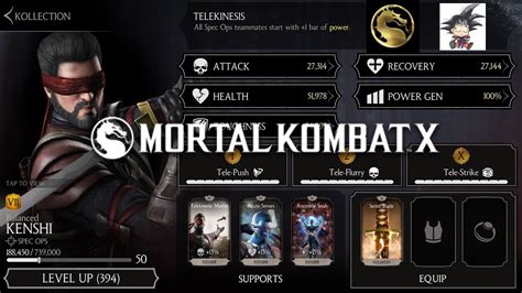 Mortal Kombat X Android Level Up Subiendo De Nivel Kenshi Balanced