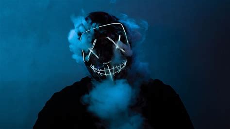 Wallpaper Purge Mask Smoke Neon Light Wallpapermaiden