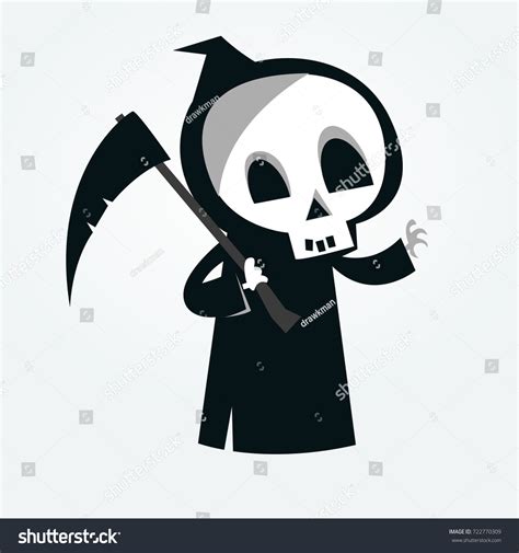 Cute Cartoon Grim Reaper Scythe Isolated Stock Vector Royalty Free