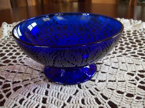 Vintage Footed Cobalt Blue Glass Bowl By Vintagekats On Etsy