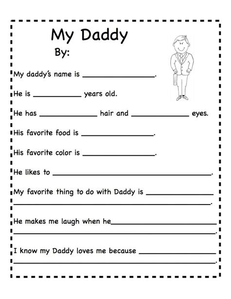 About Dad Worksheet Dad Crafts I Love My Dad Fathers Day Crafts