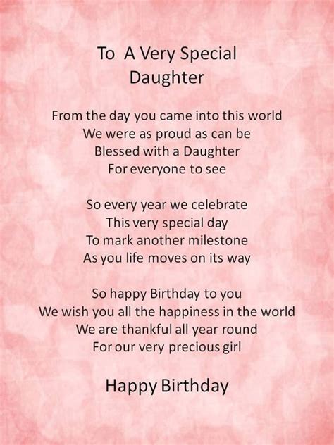 Special Daughter Birthday Poem From Mom Birthday Poems For Daughter