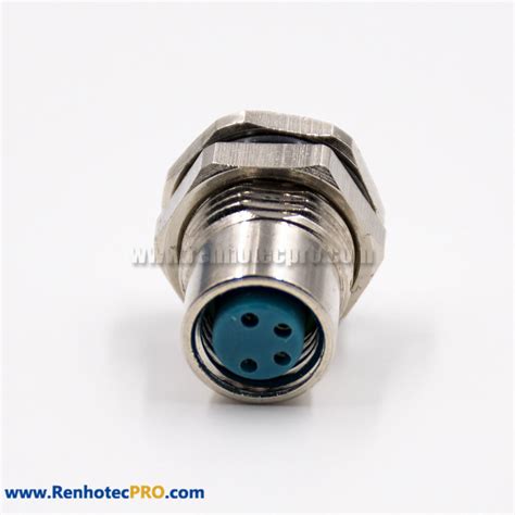 M8 4 Pin Circular Connector Female Straight Waterproof Front Mount