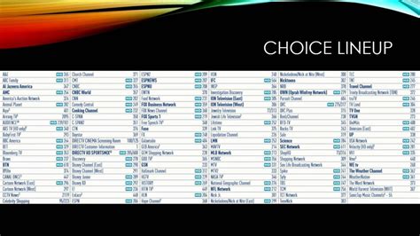Directv Choice Channels Printable List