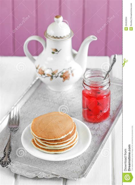 Pancakes With Jam Stock Photo Image Of Tray Breakfast 29453064