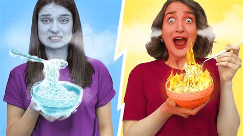 Eating Only Hot Vs Cold Food Challenge Youtube