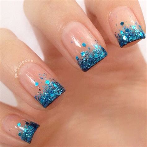 Glitter Gradient Nails Glitter French Manicure French Tip Acrylic