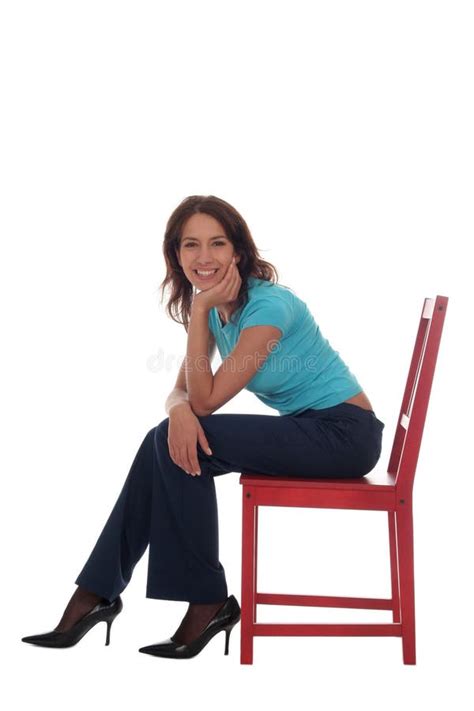 Woman Sitting On Chair Stock Image Image Of Pretty Beauty 1553063
