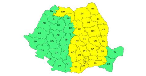 Cod galben meteorologic Instabilitate atmosferică cu frecvente