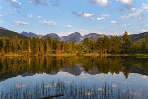 Summer Morning On Sprague Lake Rocky Mountain National Park Stock Photo
