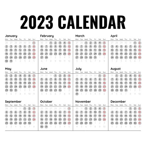 Calendario Anual 2023 Png Vectores Psd E Clipart Para
