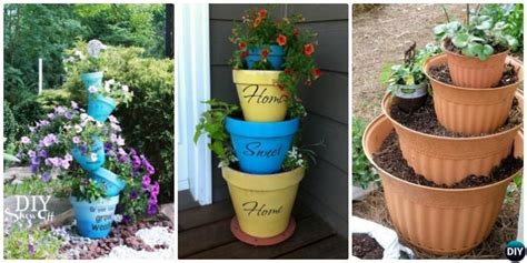 Diy Flower Clay Pot Tower Projects For Garden Diy Garden Fountains