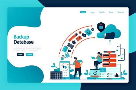 Backup Database Landing Page Design Secure Personal Data With Internet