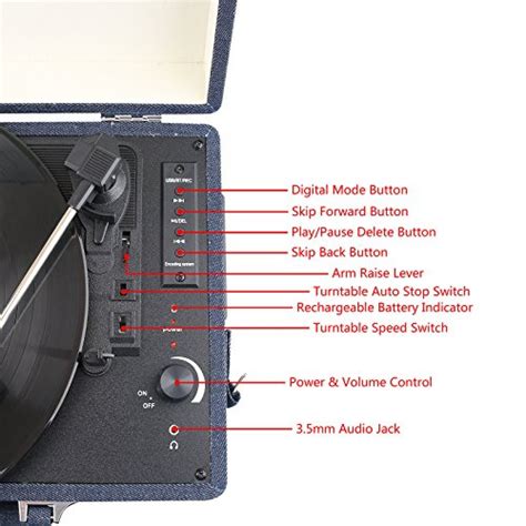 Musitrend Bluetooth Turntable Portable Suitcase Record Player With