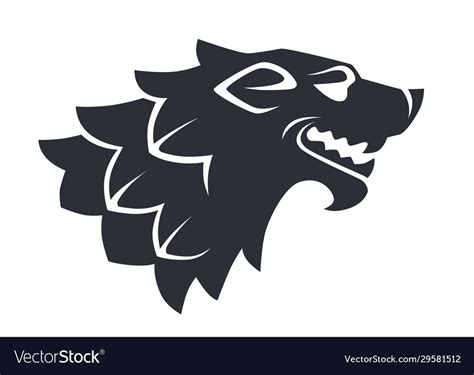 Wolf Head Silhouette Wild Animal Logo Or Heraldry Vector Image