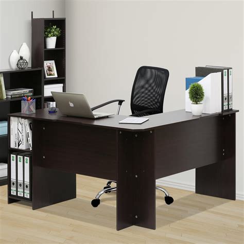 But, with so many options to choose from such as color. Furinno Indo Espresso L-Shaped Desk with Bookshelves ...