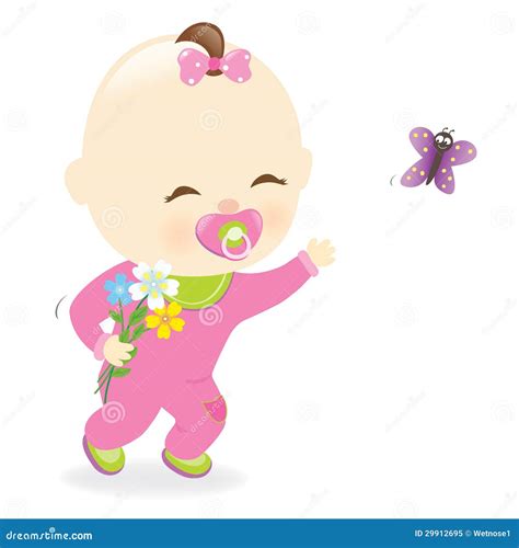 Baby Girl Holding Flowers Royalty Free Stock Photo Image 29912695