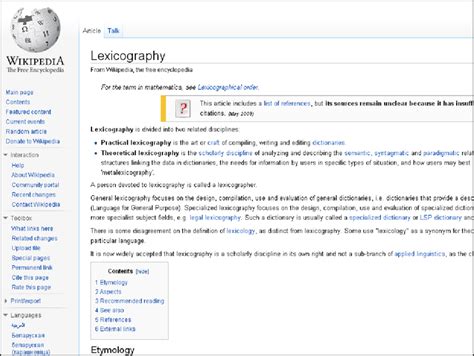 An Entry For Lexicography In Wikipedia The Collaborative Encyclopaedia