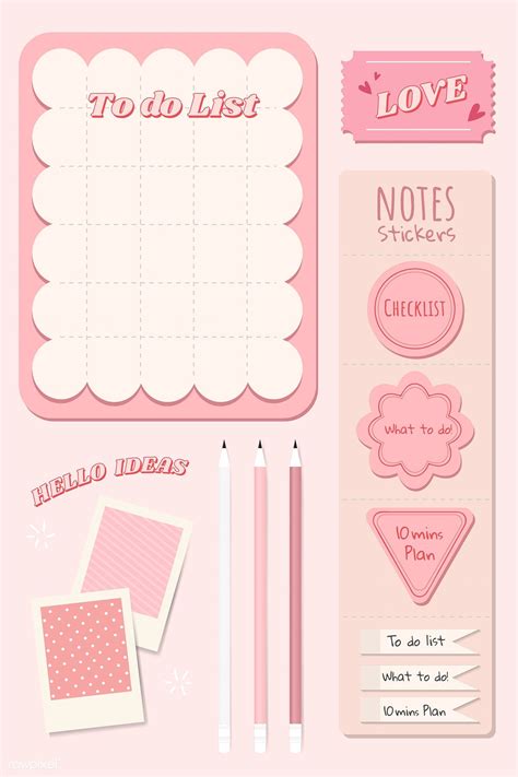 Pink Stationery Planner Set Vector Premium Image By Rawpixel Com