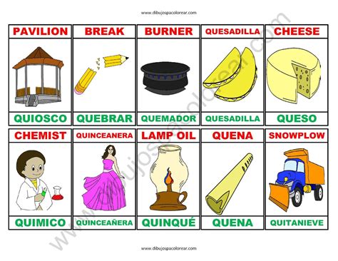 Memorama A Color Español Ingles De La Letra Q