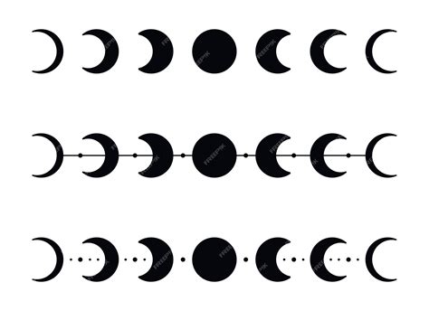 Premium Vector Moon Phases Silhouettes With Stars Black Crescent