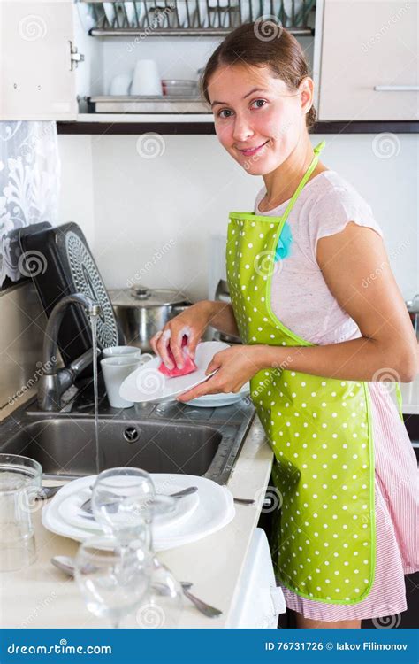 Woman Washing Dishes Stock Photo Image Of People Charwoman 76731726