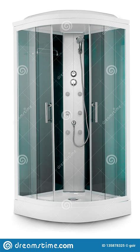 Shower Cabin On White Stock Image Image Of White Fixture 135878325