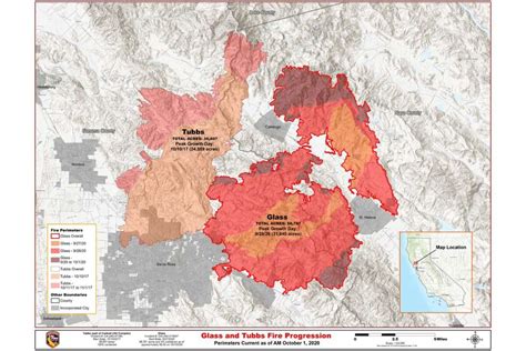 Map Compares 2020 Glass Fire With 2017 Tubbs Fire