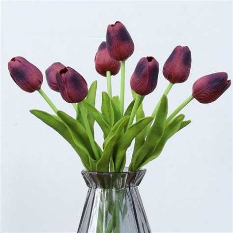 10pcs Artificial Real Touch Tulips Faux Tulip Stems Wedding Etsy