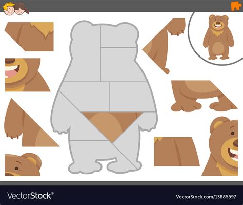 Jigsaw Puzzle Game With Bear Royalty Free Vector Image
