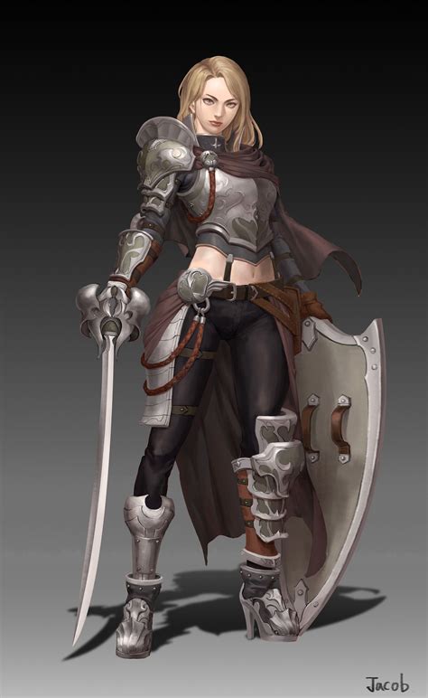 F Fighter Plate Armor Shield Sword Fantasy Female Warrior Female