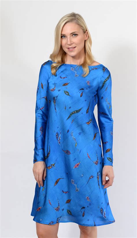 Blue Silk Design Dress Golden Stitch