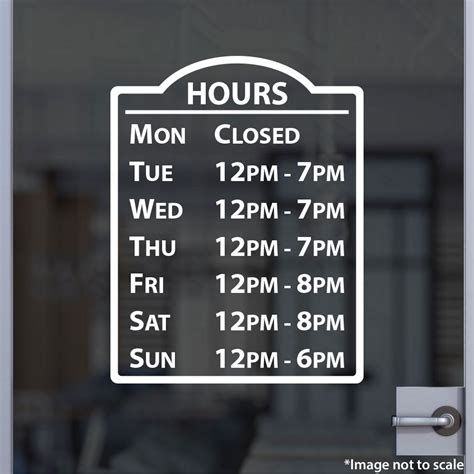 Hours Sign | Stickertitans.com | Custom Business / Office / Shop ...