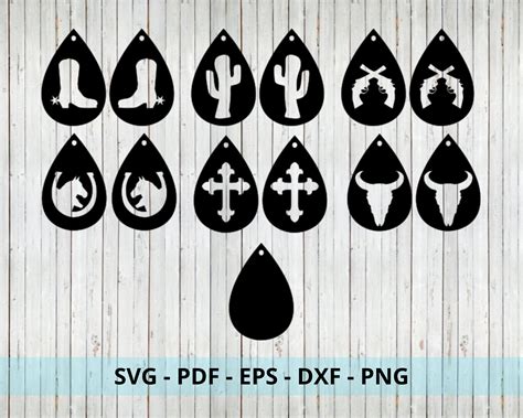 Western Earrings SVG / Earring Cut Files / Faux Leather | Etsy