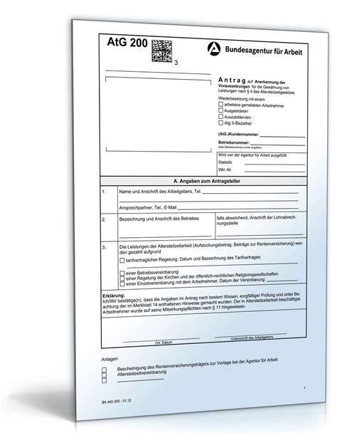 Sonderzahlungen, die nach herabsetzung der normalarbeitszeit fällig werden, sind anteilig auf basis der in den. Anerkennungsantrag Altersteilzeit - Formular zum Download