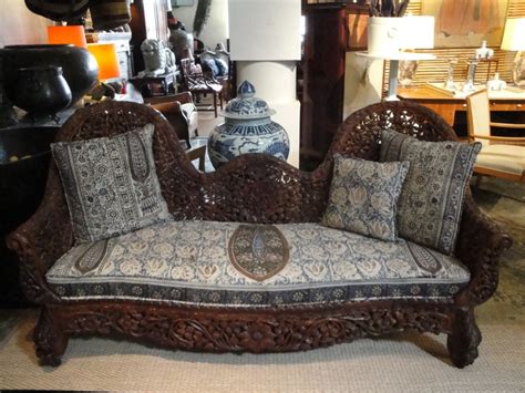 No matter what you're looking for or where you are in the world, our global marketplace of sellers can help you find unique and affordable options. Indian Floral Carved Sofa with Cushion For Sale at 1stdibs